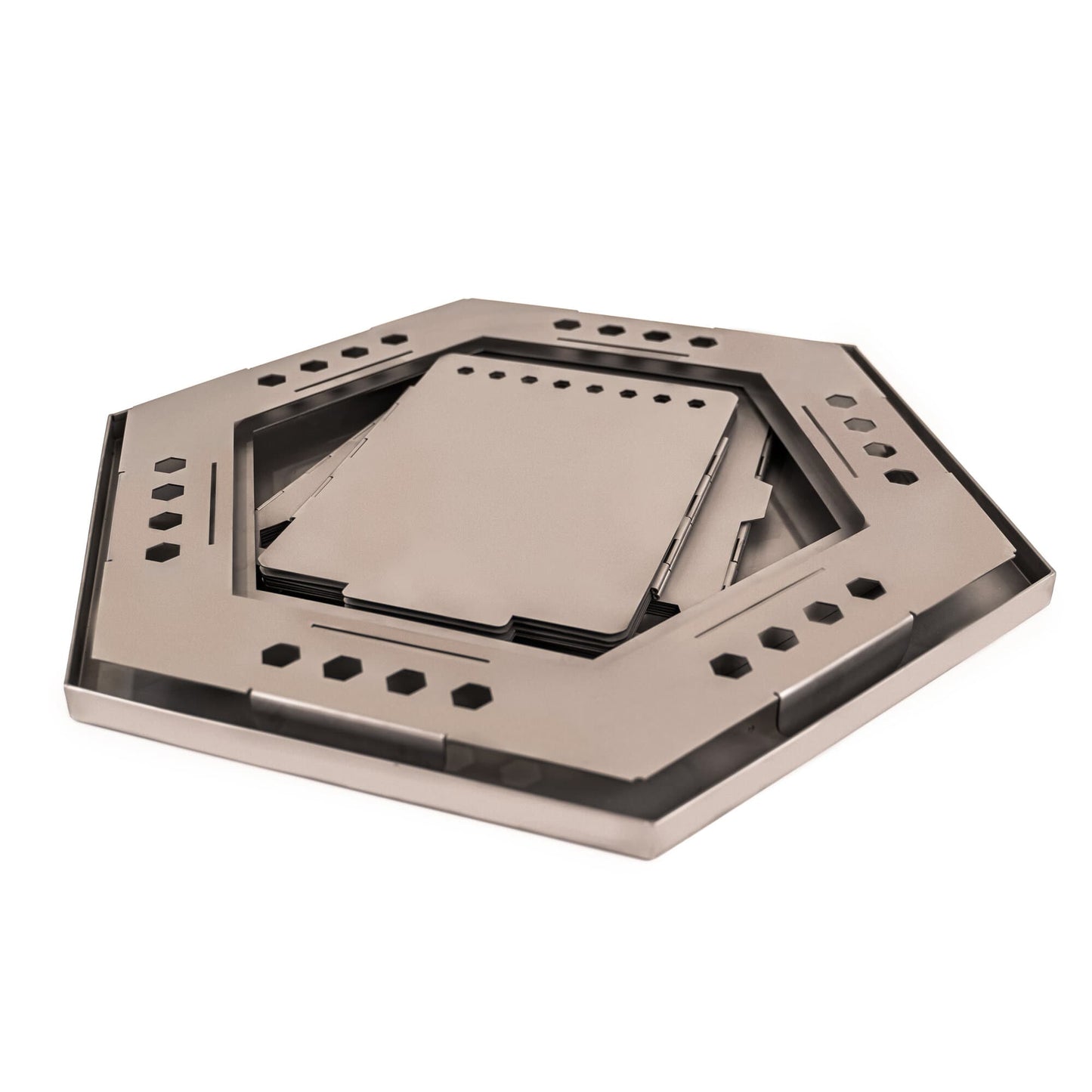MEGAHEX Smokeless Fire Pit flat and disassembled